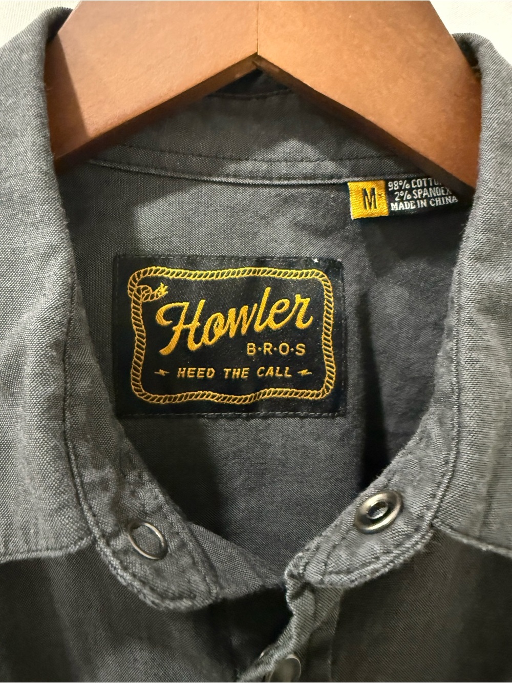 Howler Brothers Charcoal Embroidered Western Snap Shirt Jacket - Picture 4 of 9